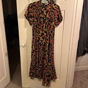 Whistles flutter sleeve floral midi dress